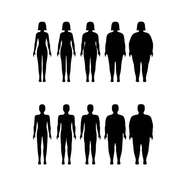 Silhouettes Personnes Grasses Minces — Image vectorielle