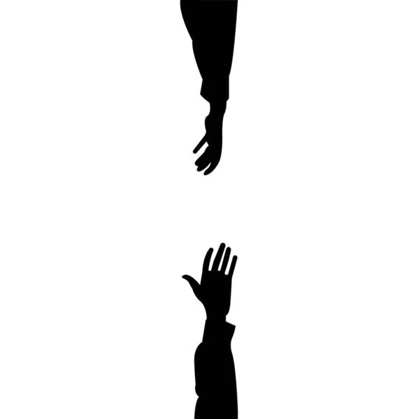 Helfende Hände Ikone Silhouette Auf Weiß — Stockvektor