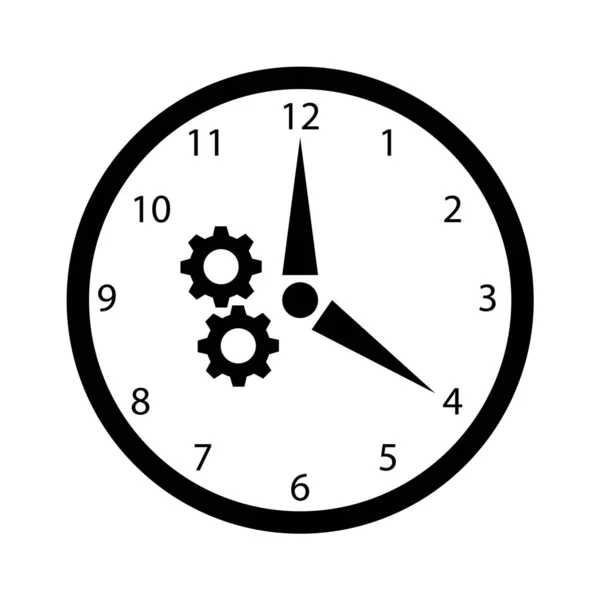 Reloj Engranajes Icono Blanco — Archivo Imágenes Vectoriales