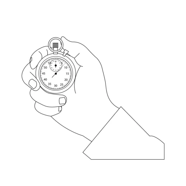 Main Tenant Chronomètre Sur Blanc — Image vectorielle