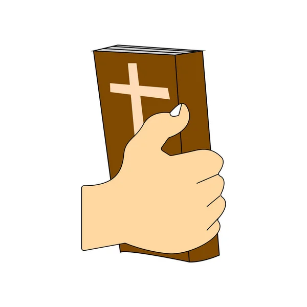 Mão Segurando Livro Cristão Religioso —  Vetores de Stock