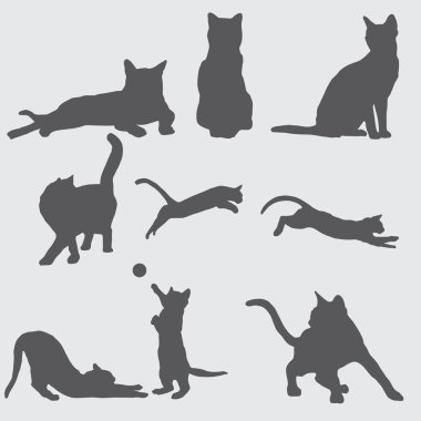 9 kedi silhouettes