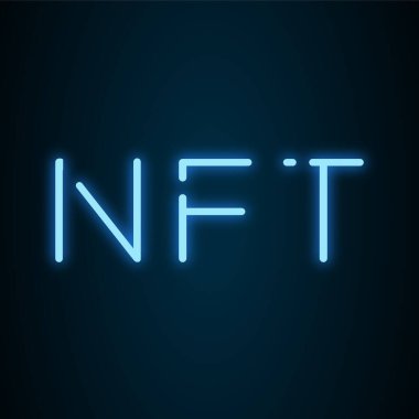Neon blue NFT lettering illustration
