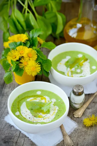 Puree the soup green peas. — Stock Image Puree the soup green peas. Royalty Free Stock Photos