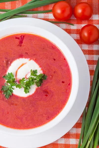 Borsch en un plato blanco — Foto de Stock