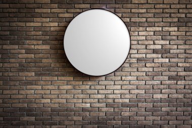 Şablon - koyu kırmızı tuğla duvar logosuna daire Lightbox
