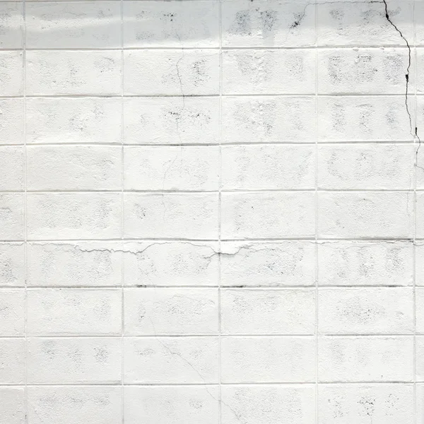 Grunge, Crack bianco mattone blocco parete texture, sfondo — Foto Stock