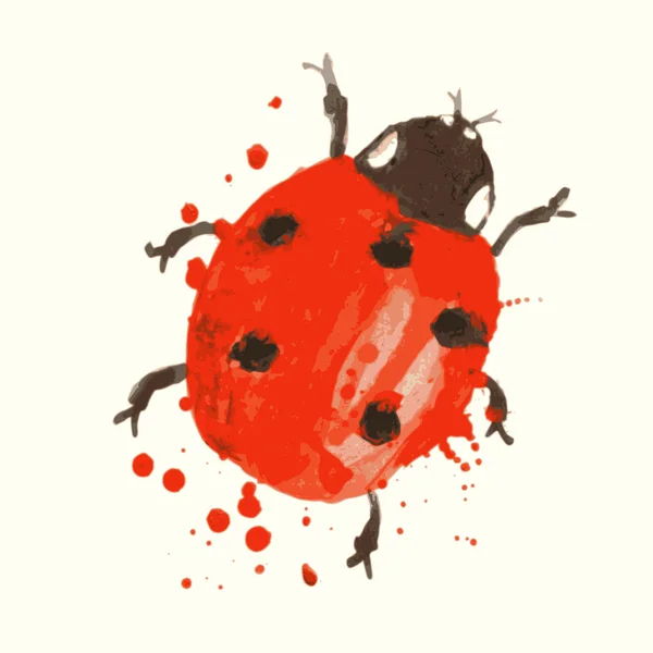 Watercolor ladybug. — Stock Vector