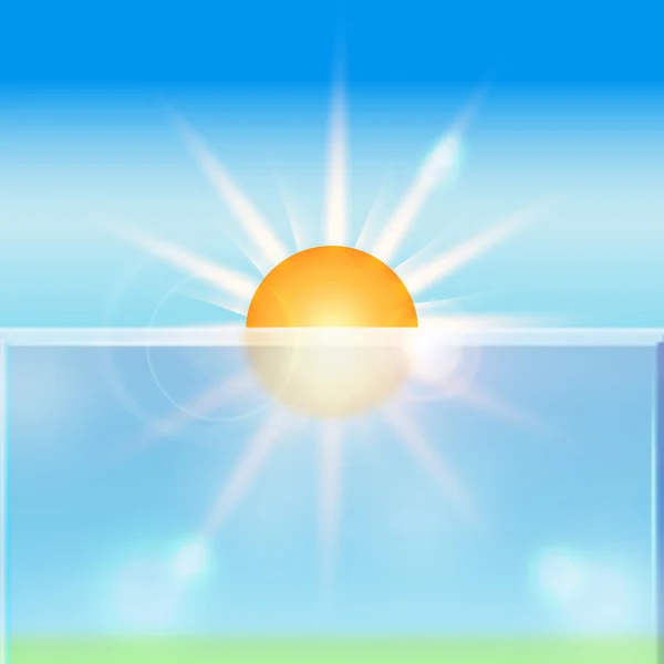 Vector zomer glanzende achtergrond met zon. — Stockvector