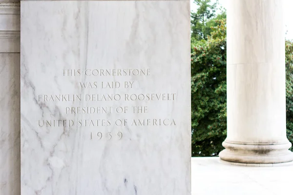 Thomas jefferson memorial monument hoeksteen — Stockfoto