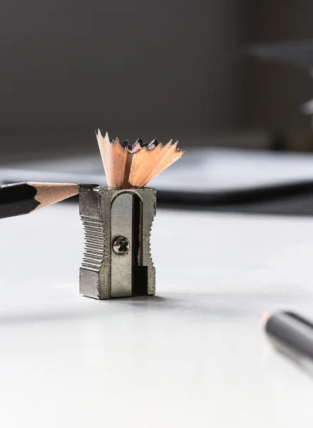 Pencil waste sharpener environment — Stock Photo, Image