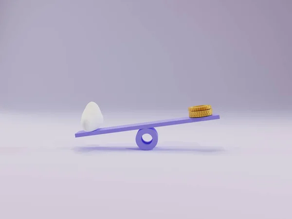 Gold Coin Stack Unbalancing Low Polygon Cloud Seesaw Render — Foto de Stock