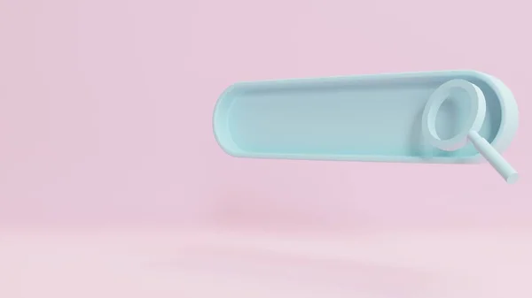 Weergave Illustratie Minimale Stijl Zoekbalk Vergrootglas Roze Blauwe Kleur — Stockfoto