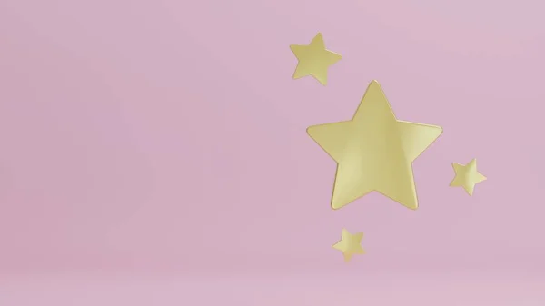 Rendering Illustration Golden Stars Pink Pastel Background — Stockfoto