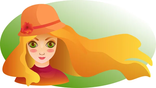 Portrait of Beutiful girl with streaming hair. Spring wallpaper — Stock Vector