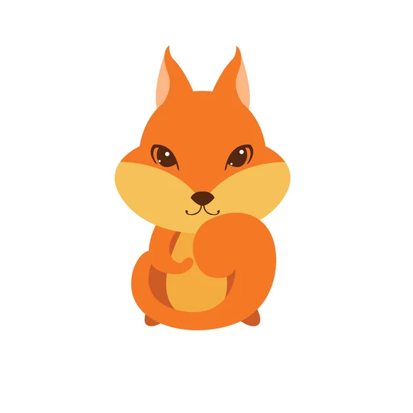 Flat vector cartoon illustration of cute squirrel — Stock Vector