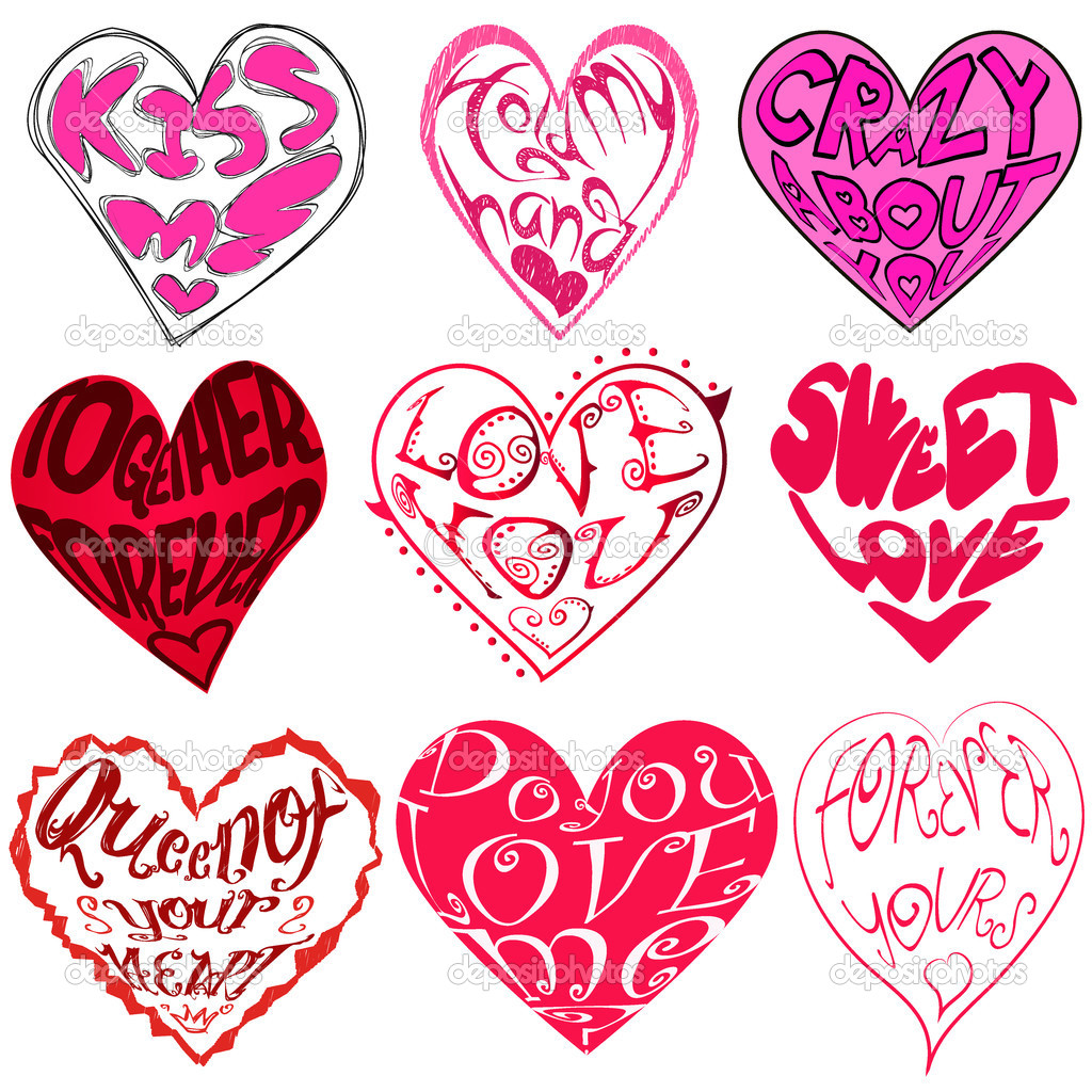 set of beautiful heart stickers stock vector limaxo
