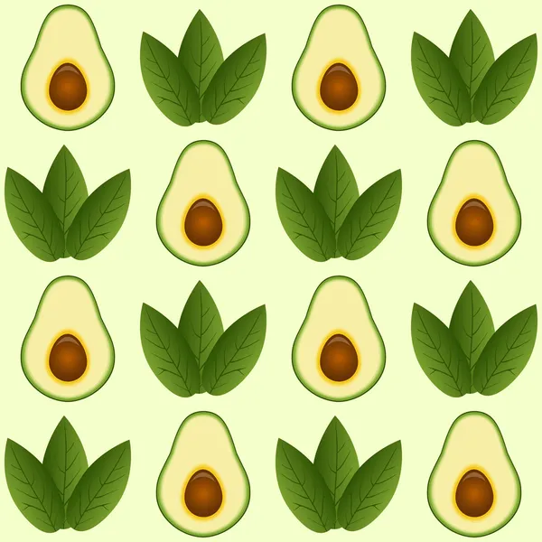 Nahtlose Avocado- und Blattmuster — Stockvektor