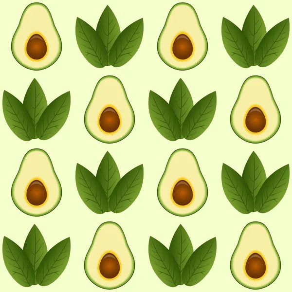 Avacado sin costura y patrón de hojas — Vector de stock