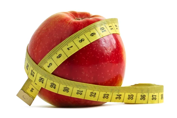 Apple and measuring tape Stock Photo