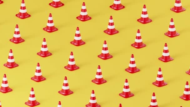 Traffic Cones White Stripes Abstract Render Seamless Looped Animation — Stock Video