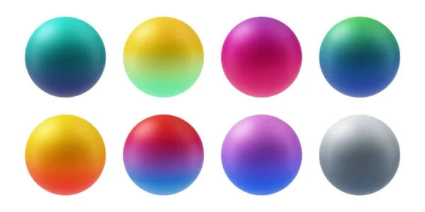 Conjunto Esferas Gradiente Colores Varios Orbes Multicolores Objetos Sobre Fondo — Vector de stock