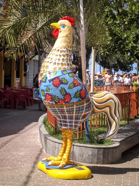 波尔图巴西-7 月 21 日： 丰富多彩，琳琅满目的鸡，波尔图 de galihnas，象征著名巴西度假小镇出名的是它的海滩和天然游泳池 2012 年 7 月 21 日. — 图库照片