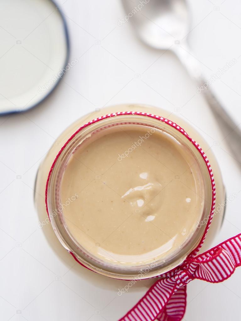 Jar of natural homemade peanut butter