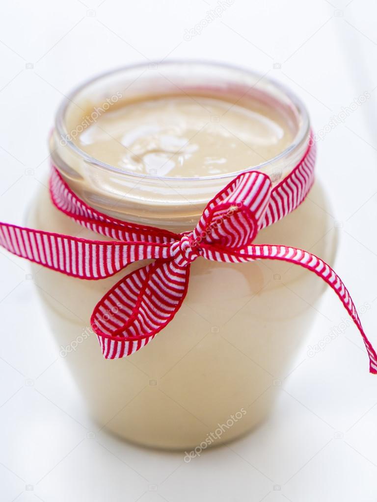 Jar of natural homemade peanut butter