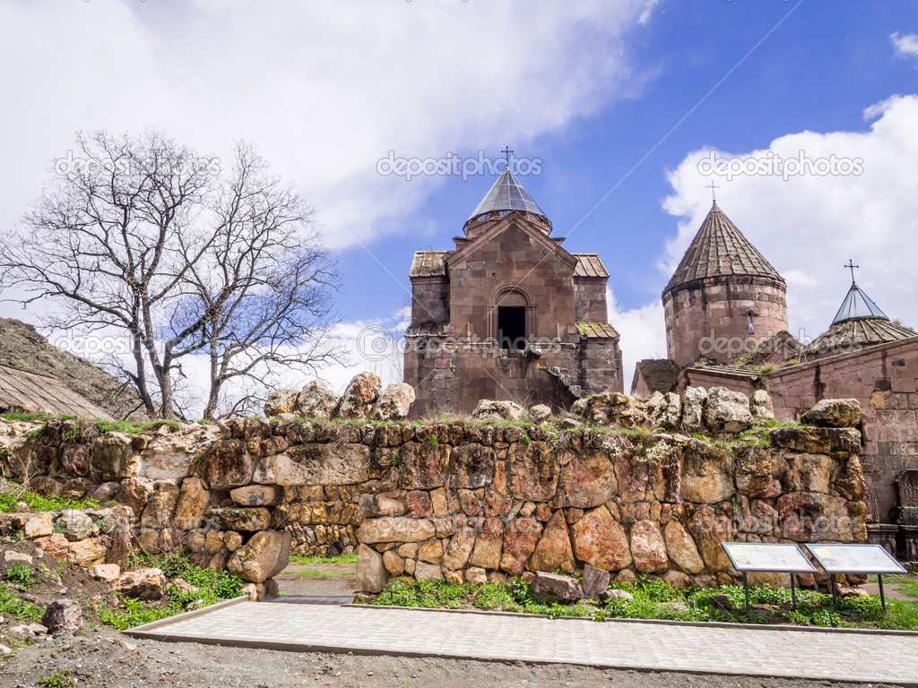 GOSH, ARMENIA - APRIL 13: Goshavank Monastery on April 13, 2013. Goshavank complex was built in 12-13th century, has remained in good condition which makes it a popular tourist destination