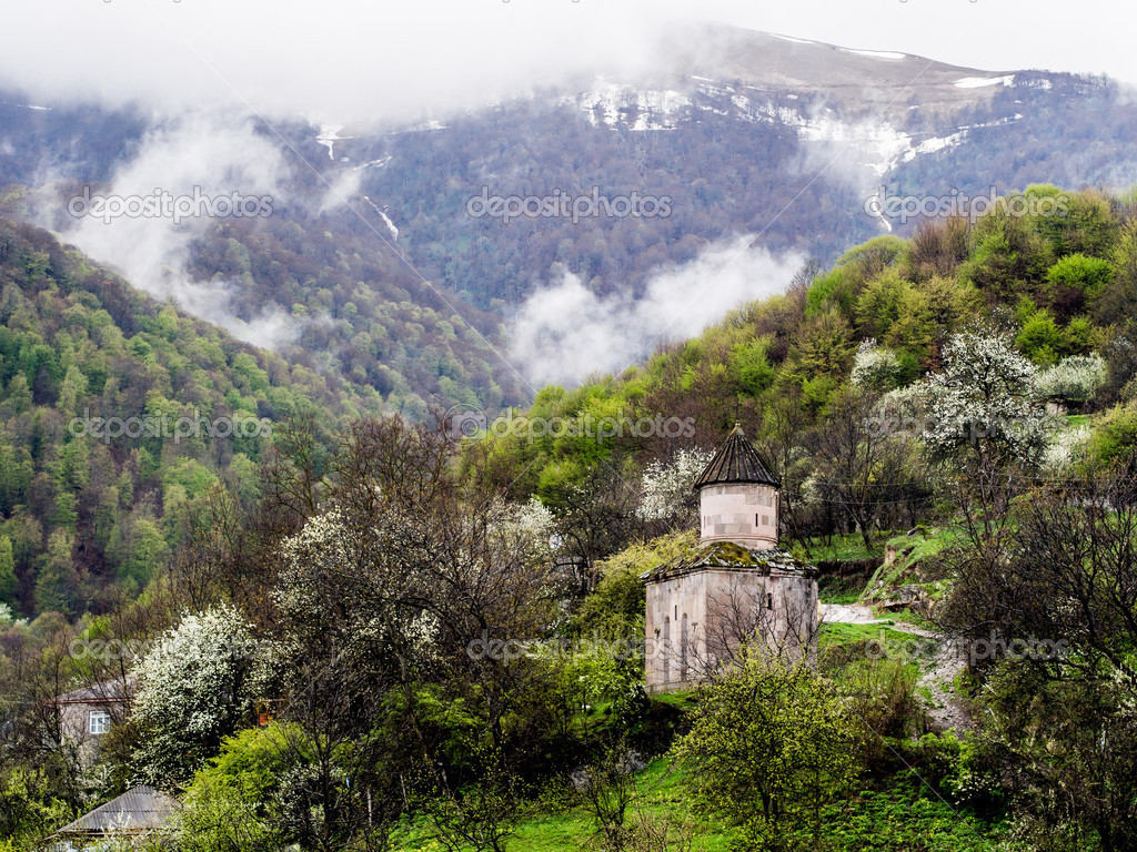 GOSH, ARMENIA - APRIL 13: Chapel of the Goshavank Monastery on April 13, 2013. Goshavank complex was built in 12-13th century, remains in good condition which makes it a popular tourist destination