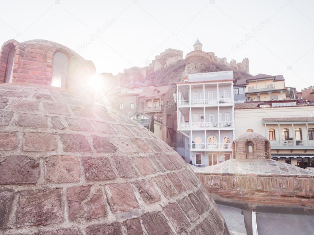 TBILISI, GEORGIA - MARCH 01, 2014: Architecture of the Old Town in Tbilisi, Georgia, close to the sulphur baths. The Old Town of Tbilisi is a major tourist attraction of the country