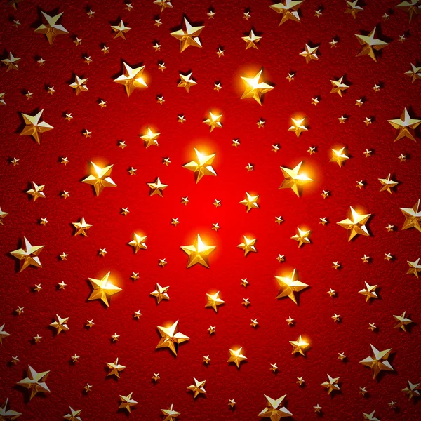 Červené pozadí s zlaté hvězdy — Stock fotografie