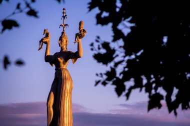 Imperia Konstanz güzel Constance Gölü günbatımında