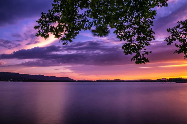Lake Constance Sunset Summer Colorful Sky Clouds — 图库照片