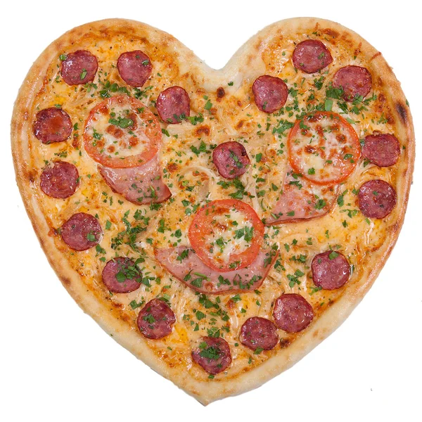 Pizza kalp şeklinde — Stok fotoğraf