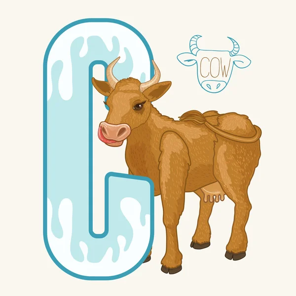 Letter C cow — Stock Vector