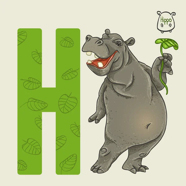 Letter H hippo — Stock Vector