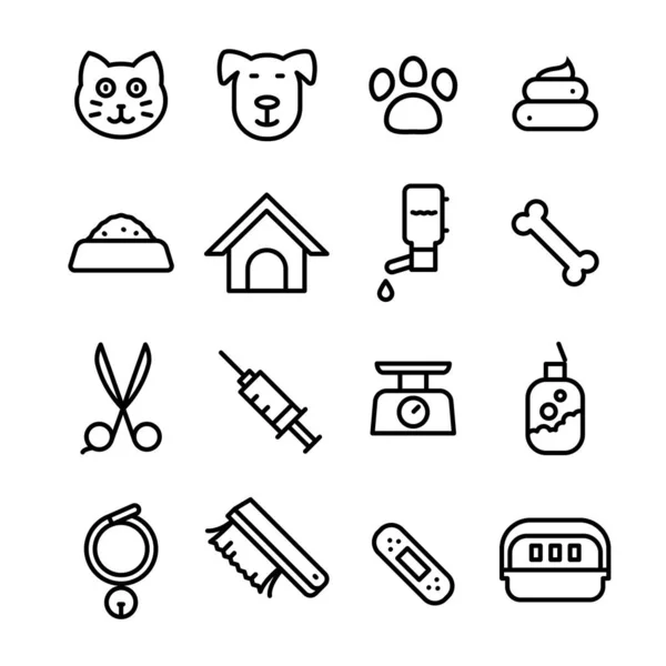 Lindo Veterinario Conjunto Iconos Simples Vector — Vector de stock