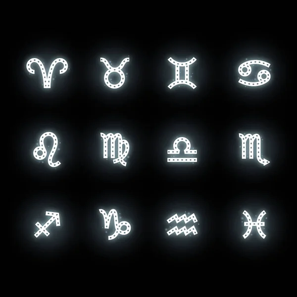 Collection Astrological Signs Shining Dark — Stock Photo, Image