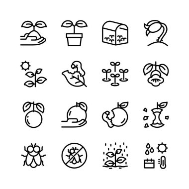 Basit tarım simgeleri seti, ekin yetiştirmek için kullanılan semboller..