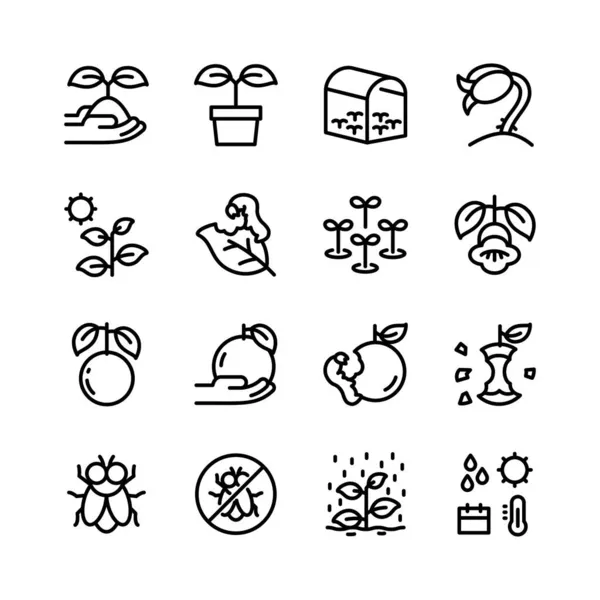 Set Simple Farming Icons Symbols Used Growing Crops — Stock Vector