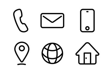 İş bağlantısı simgesi seti, beyaz arkaplanda basit siyah çizgi tasarımı.