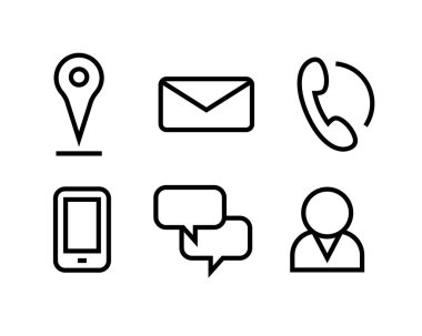 İş bağlantısı simgesi seti, beyaz arkaplanda basit siyah çizgi tasarımı.