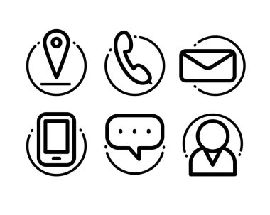 İş bağlantısı simgesi seti, beyaz arkaplanda basit siyah çizgi tasarımı.