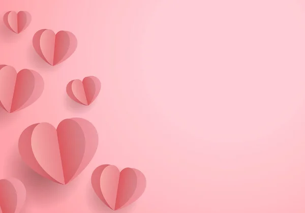 Heart Shape Origami Art Pink Background Design Illustration — Vector de stock