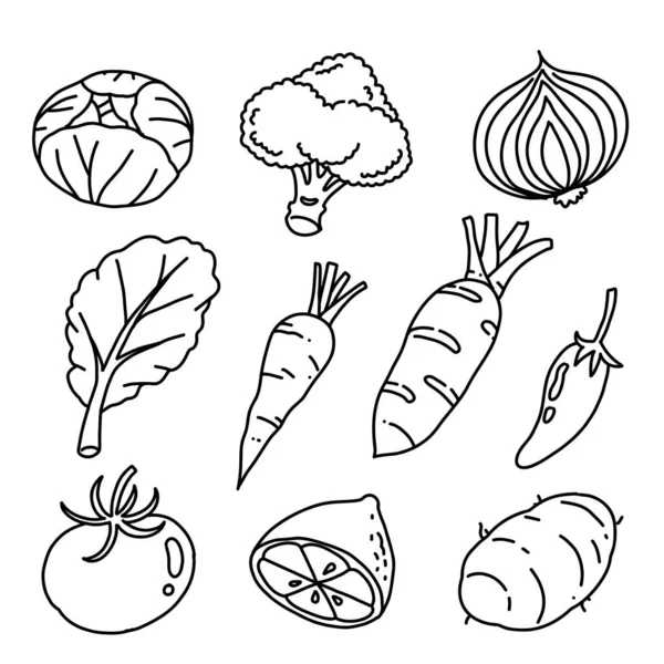 Draw Doodle Set Vegetables Vector — Stock Vector