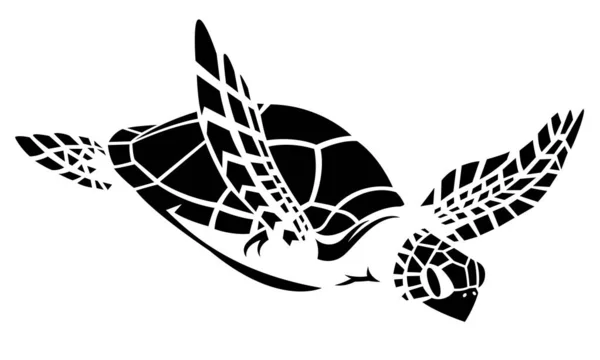 Vecteur Tortue Mer Noire Nageant — Image vectorielle