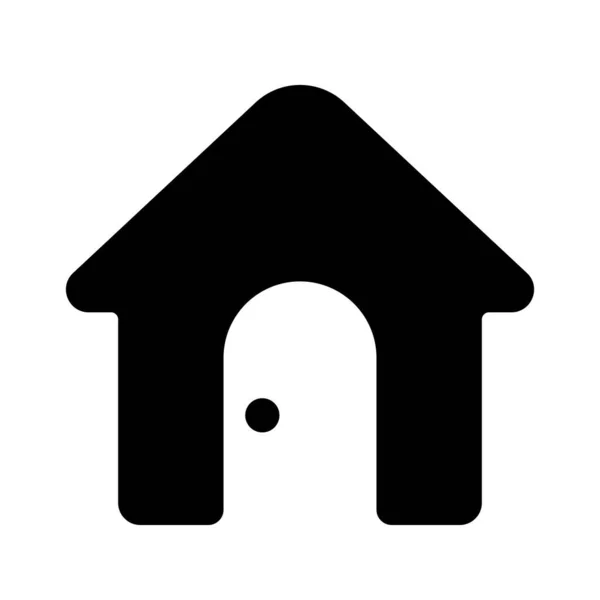 Zwart Huis Icoon Met Deur Eenvoudig Ontwerp Met Afgeronde Randen — Stockvector