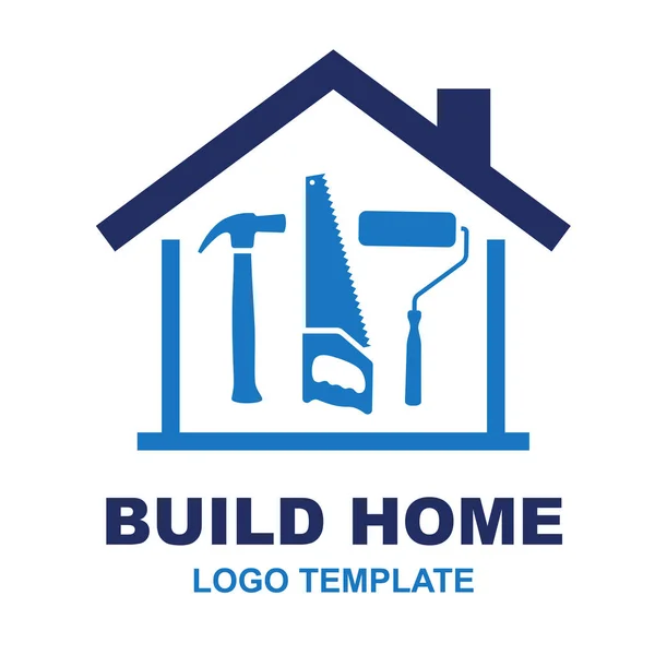 Construir Logotipo Casa Para Empresa Construcción Gráficos Simples Azules Incluye — Vector de stock